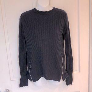 autumn cashmere Navy Blue Ribbed Crew Pullover Sweater  Small Cashmere / wool